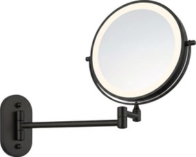 Rea Glow, kozmetické LED zrkadlo nástenné 20 cm, čierna matná, HOM-70000