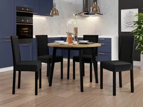 Jedálenský stôl so 4 stoličkami AL01, Morenie: biela - L, Poťahové látky: Zetta 300, Farby nožičiek: sonoma