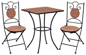 vidaXL 3-dielna mozaiková bistro súprava, keramika, tehlová farba