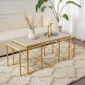 Konferenčný stolík Defne Gold Travertine
