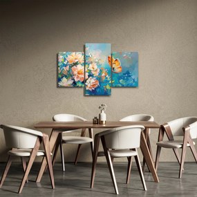 Obraz - Motýľ a kvety, olejomaľba II. (90x60 cm)