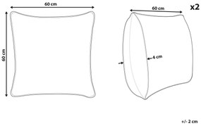 Súprava 2 dekoračných vankúšov s potlačou a strapcami 60 x 60 cm béžová WATTLE Beliani