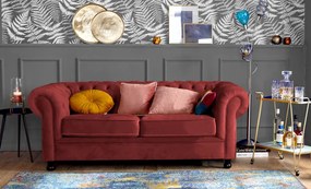 Pohovka Chesterfield, červená látka