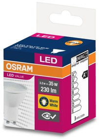 OSRAM LED žiarovka GU10, PAR16, 3,2W, 230lm, 2700K, teplá biela, 120°