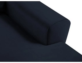 Tmavomodrá zamatová rozkladacia/s úložným priestorom rohová pohovka (pravý roh/s leňoškou) Kyoto – Cosmopolitan Design