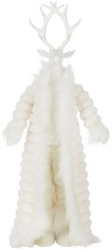 Biela dekorácia stojaci jeleň v kožúšku Deer - 32*21*92 cm