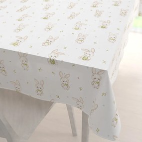 Biante Detský bavlnený obdĺžnikový obrus Sandra SA-401 Zajačiky na bielom 80x120 cm