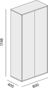 Spisová skriňa BLOCK, 800 x 400 x 1748 mm, dub prírodný