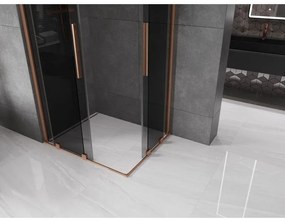 Mexen Velar Duo, sprchový kút s posuvnými dverami 100 x 90 cm, 8mm šedé sklo, medená matná, 871-100-090-42-65