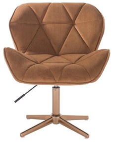 LuxuryForm DESIGN Stolička MILANO VELUR na zlatom kríži - hnedá