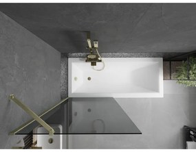 Mexen Next, 1-krídlová vaňová zástena 80 x 150 cm, 6mm šedé sklo, zlatá matná, 895-080-000-00-40-55