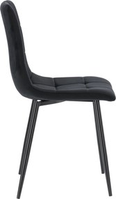 GARDEN LINE Moderná prešívaná zamatová stolička Farba: čierna