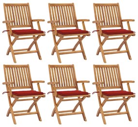 Skladacie záhradné stoličky s podložkami 6 ks tíkový masív 3072756