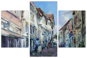Obraz - Ulička starého mesta, akrylová maľba (90x60 cm)
