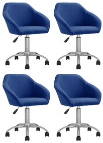 Otočné jedálenské stoličky 4 ks modré látkové
