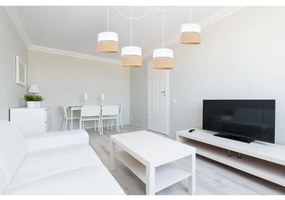 Závesné svietidlo Juta Spider, 4x jutové/biele textilné tienidlo, w