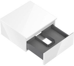 Mexen Orio, kúpeľňová skrinka 50 cm s hornou časťou, 1 zásuvka, biela lesklá, 91A10-05023-1-BFC00