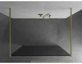 Mexen Kioto, sprchová zástena Walk-In 100 x 200 cm, 8mm šedé sklo, zlatý matný profil, 800-100-002-55-40