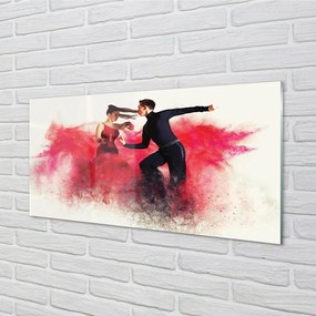 Sklenený obraz Ľudia červený dym 120x60 cm