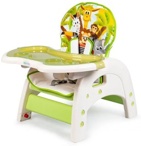EcoToys Detská jedálenská stolička 2v1 Animals zelená, C-211 GREEN