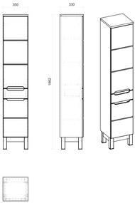 Kúpeľňová stojaca skrinka BALI biela - vysoká