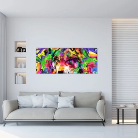 Obraz - Vlk s graffiti (120x50 cm)