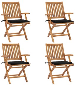 Skladacie záhradné stoličky s podložkami 4 ks tíkový masív 3072730
