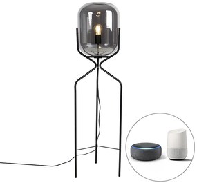 Inteligentná stojaca lampa čierna vrátane WiFi A60 dymové sklo - Bliss