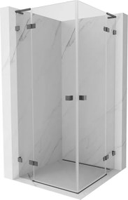 Mexen Lunar, L Duo výklopný sprchový kút 110 x 110 cm, 8mm číre sklo, profil grafit brúsený, 834L-110L-110P-66-00