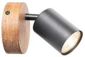 Industriálna bodová čierna s dreveným sklopným - Jeana