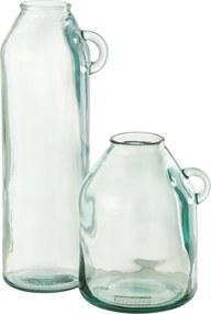 Sklenená váza z recyklovaného skla s uškom Weny - 14*14*45cm