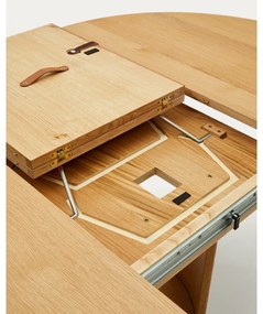 Okrúhly rozkladací jedálenský stôl s prídavnou doskou v dekore duba ø 150 cm Artis – Kave Home