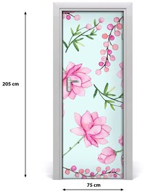 Samolepiace fototapety na dvere kvety a jahody 75x205 cm