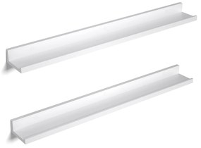 Nástenné police, 2ks, 5x80x10cm, biele