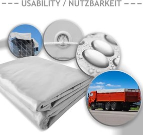 JAGO Plachta 650 g/m², hliníkové oká, biela, 3 x 6 m