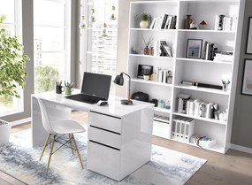 Dizajnový písací stôl Shiro glossy white