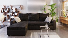 Rohová sedačka Triplite (melírovaná čierna + čierna) (L). Akcia -19%. Vlastná spoľahlivá doprava až k Vám domov. 1025916