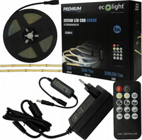 ECOLIGHT COB LED pásik 35W - 24V - 320 - 5M - 6000k - studená farba + diaľkový ovládač
