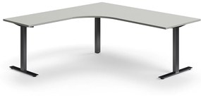 Kancelársky stôl QBUS, rohový, 2000x2000 mm, T-rám, čierny rám, svetlošedá