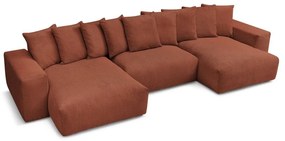 Menčestrová rohová pohovka v tehlovej farbe Voltaire – Bobochic Paris