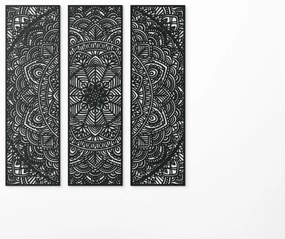 drevko Viacdielna mandala na stenu Unikát Rozmer obrazu: 133 x 132 cm, Farba dekorácie: Čierna