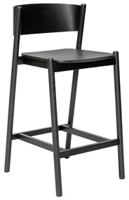 Čierna barová stolička v dekore duba (výška sedadla 75 cm) Oblique – Hübsch