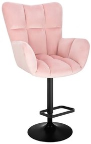 LuxuryForm DESIGN Barové kreslo AURORA VELUR na čiernom tanieri - svetloružové