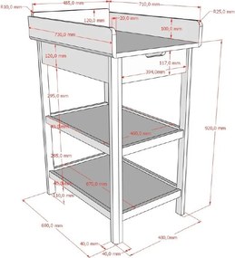 Prebaľovací pult z dubového dreva s prebaľovacím pultom v prírodnej farbe Forrest – Vipack