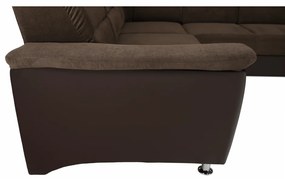 Tempo Kondela Sedacia súprava, ekokoža hnedá/látka hnedá, SANTIAGO U VEĽKÝ