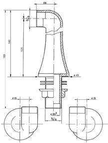 Sapho Sapho, ANTEA pripojenie pe ištaláciu vaňovej batérie na okraj vane (pár), bronz, 9856