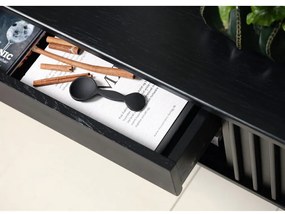Čierny TV stolík v dekore duba 48x160 cm Siena – Unique Furniture
