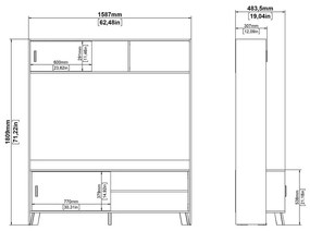 Biela/v prírodnej farbe TV zostava v dekore duba 159x181x48 cm Ikast – Tvilum