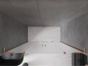 Mexen Velar L Duo, posuvné sprchové dvere do otvoru 200 cm, 8mm sklo námraza, medená matná, 871-200-003-32-65