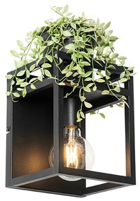 Priemyselná nástenná lampa čierna s poličkou - Cage Rack